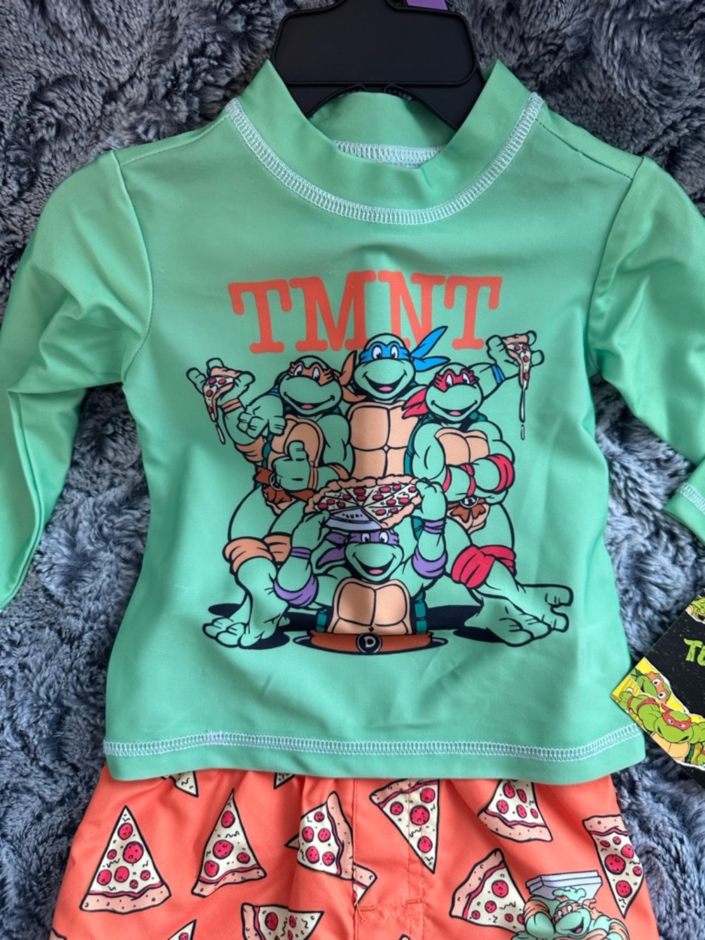 NWTS Nickelodeon Teenage Mutant Ninja Turtles Rashie Swim Set Sz 12 mos - Picture 2 of 11